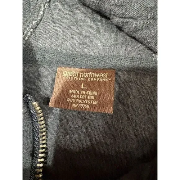 Great Northwest Women's Quilted Blue Hoodie Jacket Size L - Picture 9 of 10